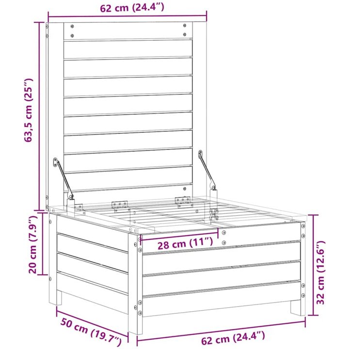 Trädgårdspall 62x63,5x32 cm impregnerad furu vidaXL – bild 10