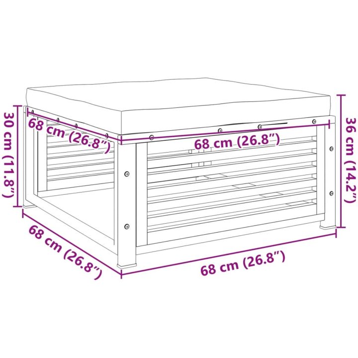 Trädgårdspall med dyna 68x68x30 cm massivt akaciaträ vidaXL – bild 9