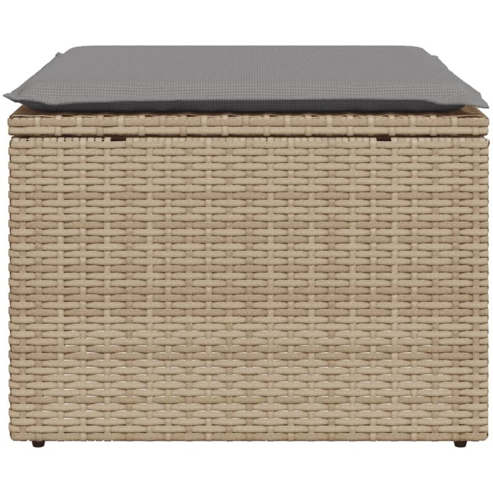 Trädgårdspall med dyna beige 55x55x37 cm konstrotting vidaXL – bild 4