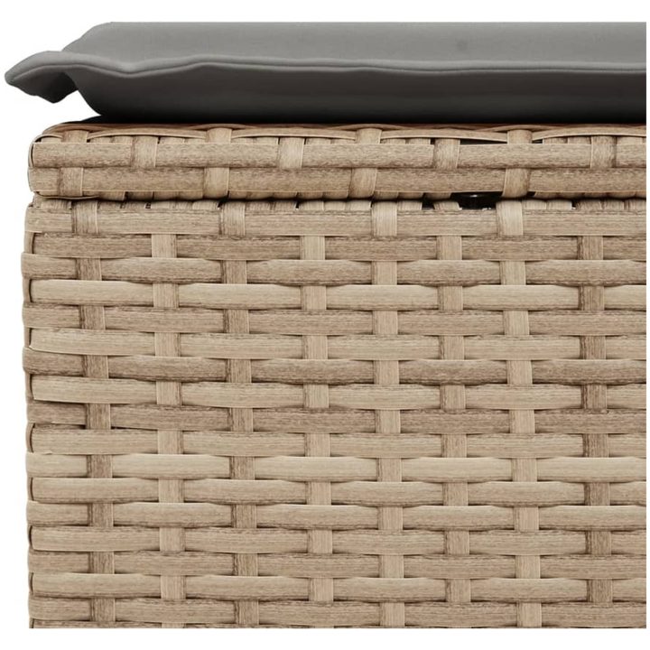 Trädgårdspall med dyna beige 55x55x37 cm konstrotting vidaXL – bild 5