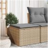 Trädgårdspall med dyna beige 55x55x37 cm konstrotting vidaXL – miniatyr 1