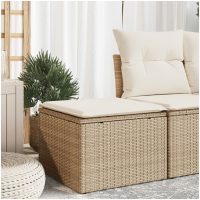 Trädgårdspall med dyna beige 55x55x37 cm konstrotting vidaXL