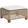 Trädgårdspall med dyna beige 63,5x56x32 cm konstrotting vidaXL – miniatyr 2