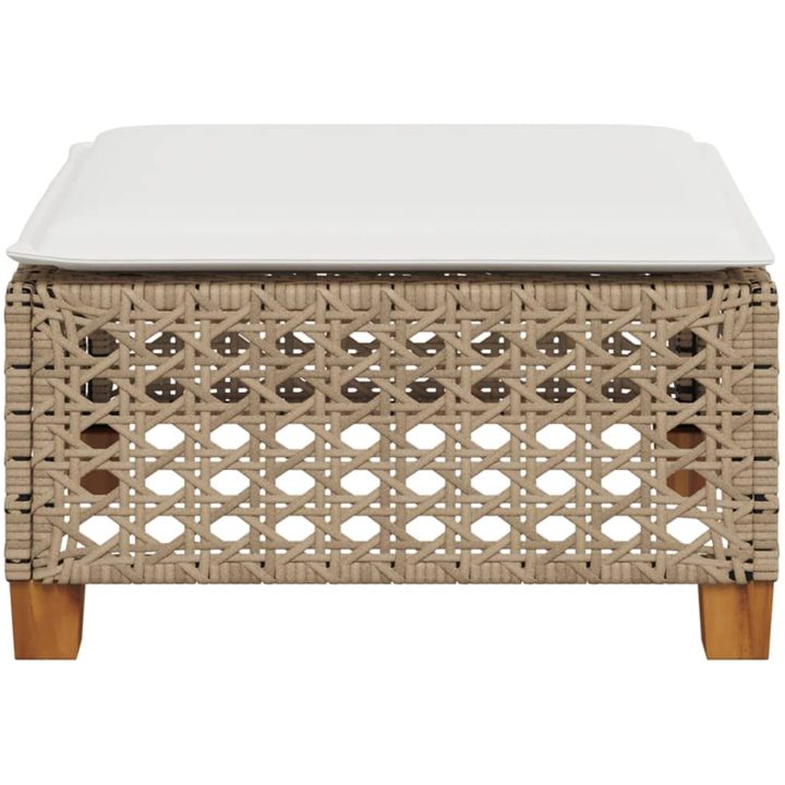 Trädgårdspall med dyna beige 63,5x56x32 cm konstrotting vidaXL – bild 4