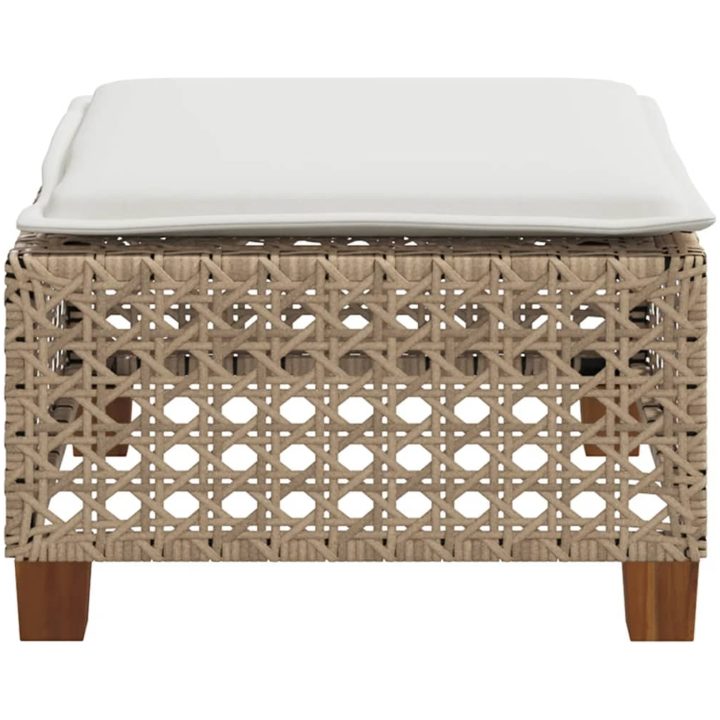 Trädgårdspall med dyna beige 63,5x56x32 cm konstrotting vidaXL – bild 5