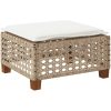 Trädgårdspall med dyna beige 63,5x56x32 cm konstrotting vidaXL – miniatyr 6