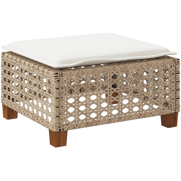 Trädgårdspall med dyna beige 63,5x56x32 cm konstrotting vidaXL – bild 6