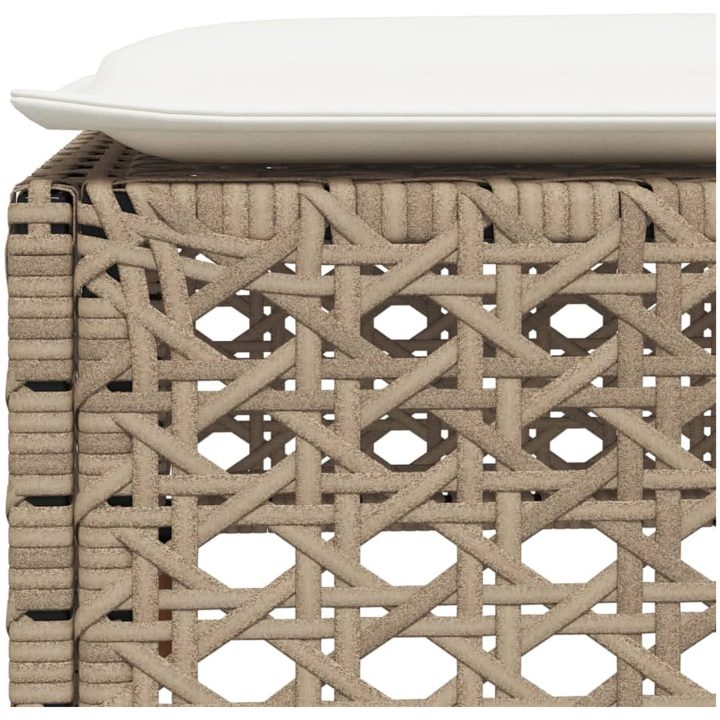 Trädgårdspall med dyna beige 63,5x56x32 cm konstrotting vidaXL – bild 7