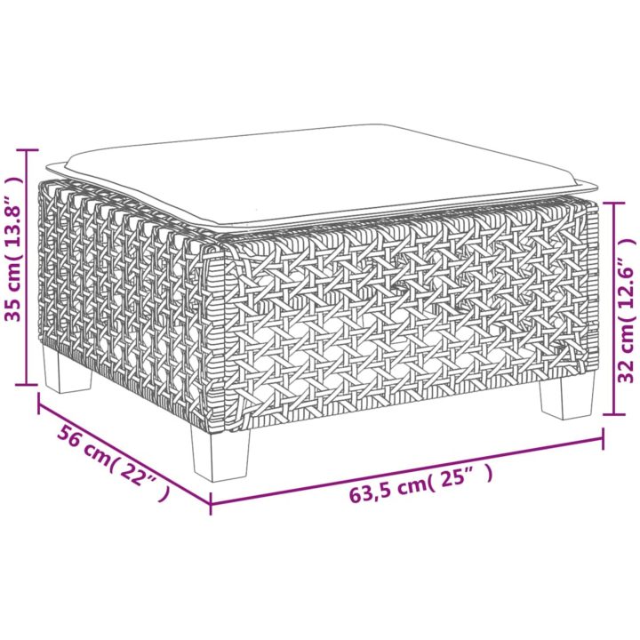 Trädgårdspall med dyna beige 63,5x56x32 cm konstrotting vidaXL – bild 9