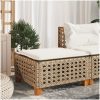 Trädgårdspall med dyna beige 63,5x56x32 cm konstrotting vidaXL – miniatyr 1