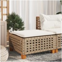 Trädgårdspall med dyna beige 63,5x56x32 cm konstrotting vidaXL