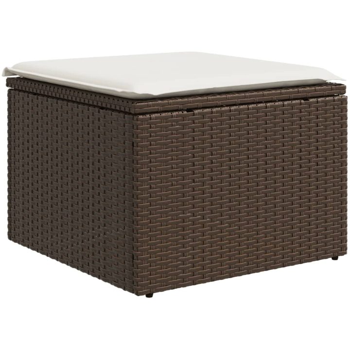 Trädgårdspall med dyna brun 55x55x37 cm konstrotting vidaXL – bild 2