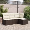 Trädgårdspall med dyna brun 55x55x37 cm konstrotting vidaXL – miniatyr 3