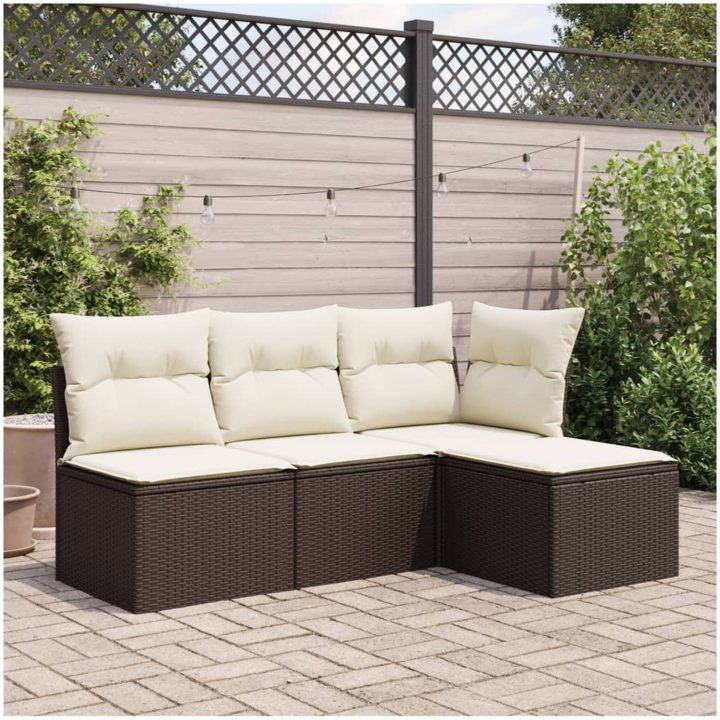 Trädgårdspall med dyna brun 55x55x37 cm konstrotting vidaXL – bild 3
