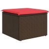 Trädgårdspall med dyna brun 55x55x37 cm polyrotting vidaXL – miniatyr 6