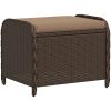 Trädgårdspall med dyna brun 58x46x46 cm konstrotting vidaXL – miniatyr 2