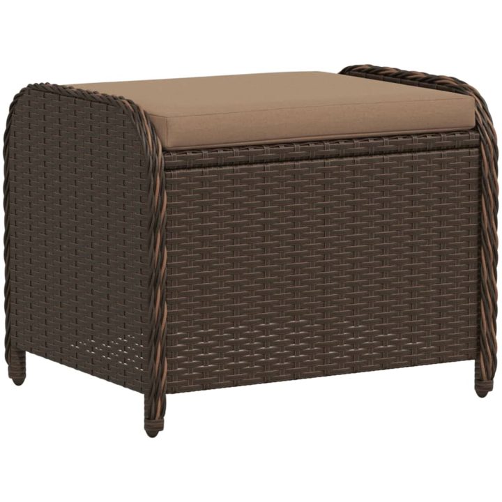 Trädgårdspall med dyna brun 58x46x46 cm konstrotting vidaXL – bild 2