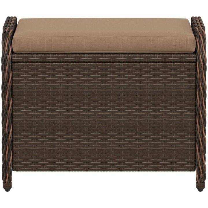 Trädgårdspall med dyna brun 58x46x46 cm konstrotting vidaXL – bild 4