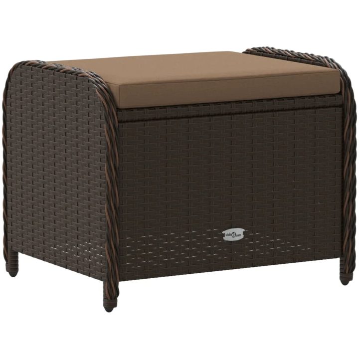 Trädgårdspall med dyna brun 58x46x46 cm konstrotting vidaXL – bild 6