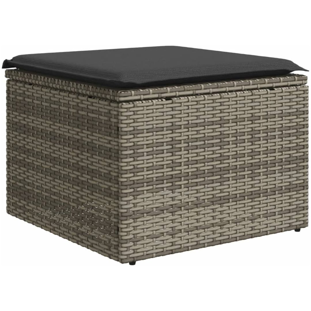 Trädgårdspall med dyna grå 55x55x37 cm konstrotting vidaXL – bild 2