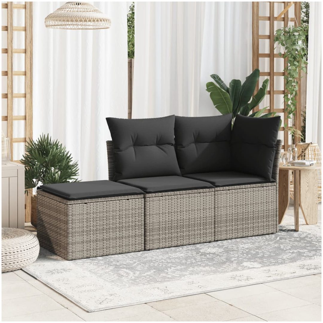 Trädgårdspall med dyna grå 55x55x37 cm konstrotting vidaXL – bild 3