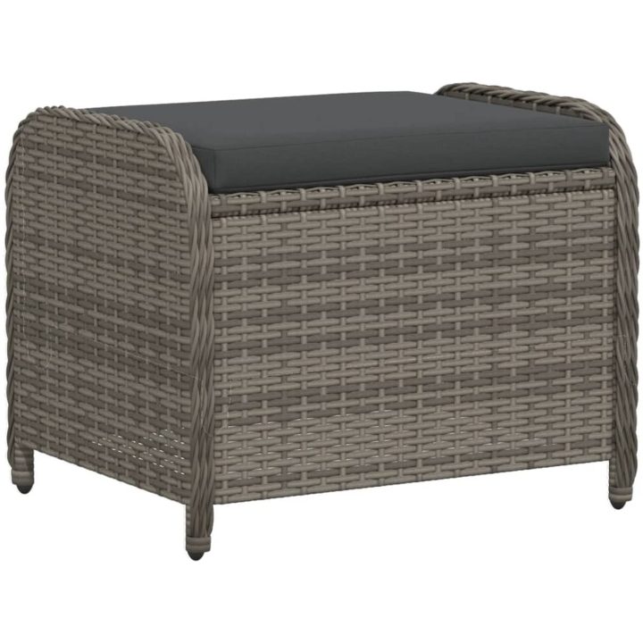Trädgårdspall med dyna grå 58x46x46 cm konstrotting vidaXL – bild 2