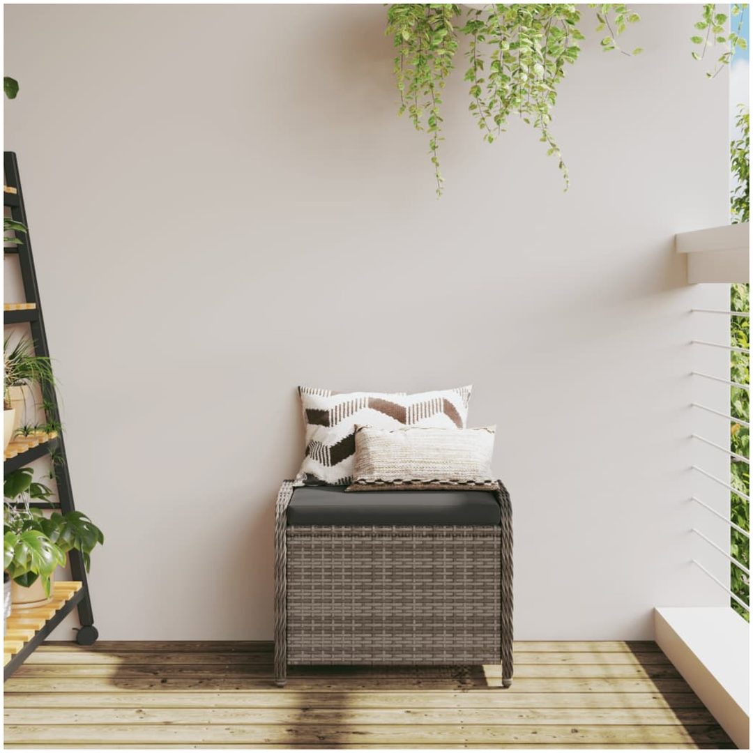 Trädgårdspall med dyna grå 58x46x46 cm konstrotting vidaXL – bild 3