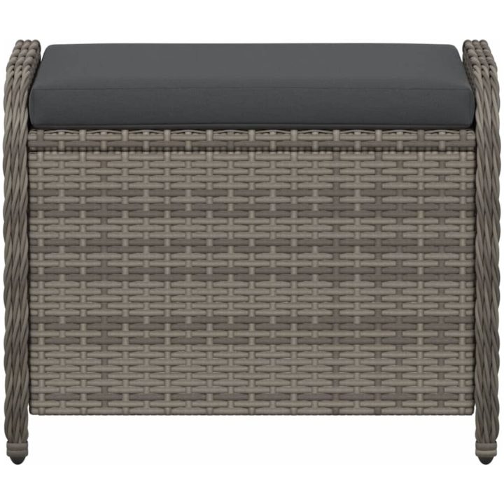 Trädgårdspall med dyna grå 58x46x46 cm konstrotting vidaXL – bild 4