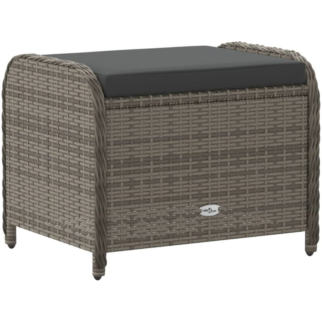 Trädgårdspall med dyna grå 58x46x46 cm konstrotting vidaXL – bild 6