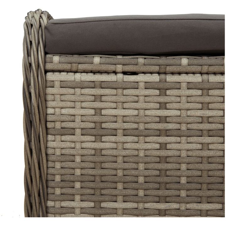 Trädgårdspall med dyna grå 58x46x46 cm konstrotting vidaXL – bild 7