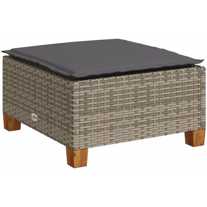 Trädgårdspall med dyna grå 63,5x56x32 cm konstrotting vidaXL – bild 2