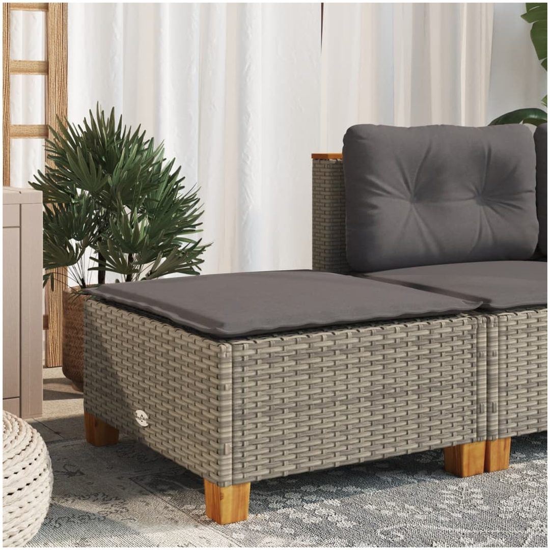 Trädgårdspall med dyna grå 63,5x56x32 cm konstrotting vidaXL – bild 3