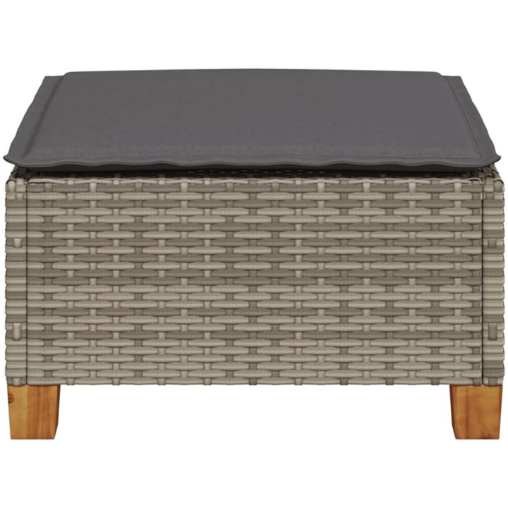 Trädgårdspall med dyna grå 63,5x56x32 cm konstrotting vidaXL – bild 4