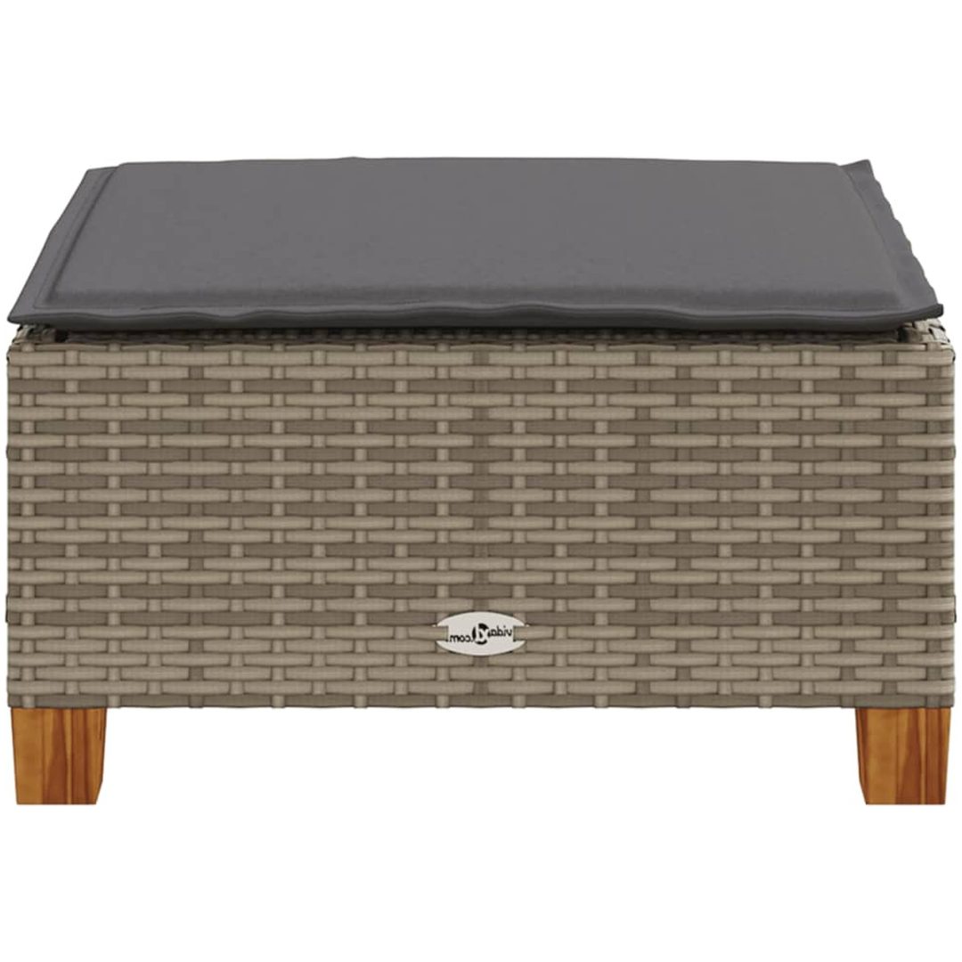 Trädgårdspall med dyna grå 63,5x56x32 cm konstrotting vidaXL – bild 5