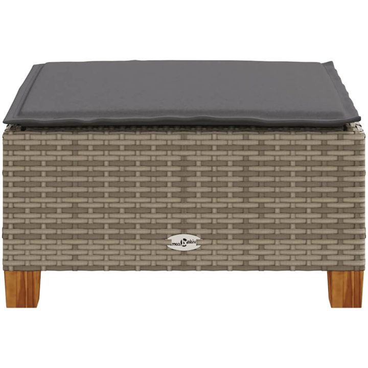 Trädgårdspall med dyna grå 63,5x56x32 cm konstrotting vidaXL – bild 5