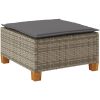 Trädgårdspall med dyna grå 63,5x56x32 cm konstrotting vidaXL – miniatyr 6