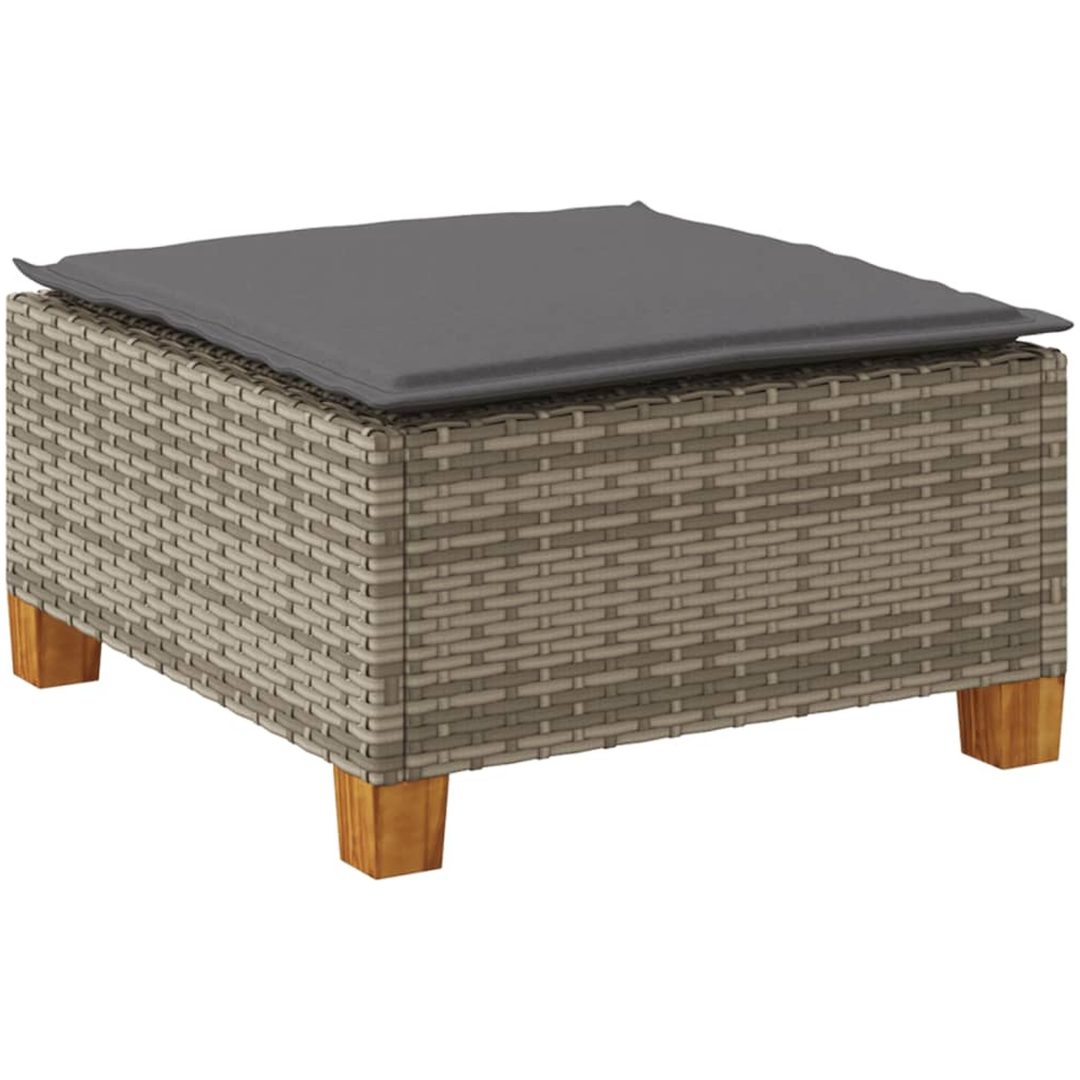 Trädgårdspall med dyna grå 63,5x56x32 cm konstrotting vidaXL – bild 6