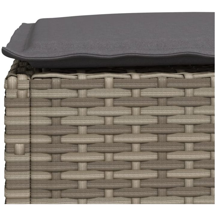 Trädgårdspall med dyna grå 63,5x56x32 cm konstrotting vidaXL – bild 7