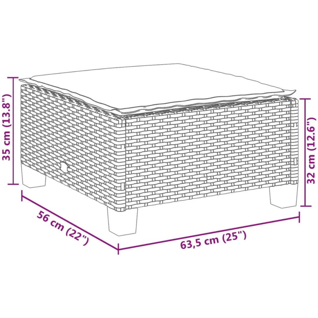 Trädgårdspall med dyna grå 63,5x56x32 cm konstrotting vidaXL – bild 8