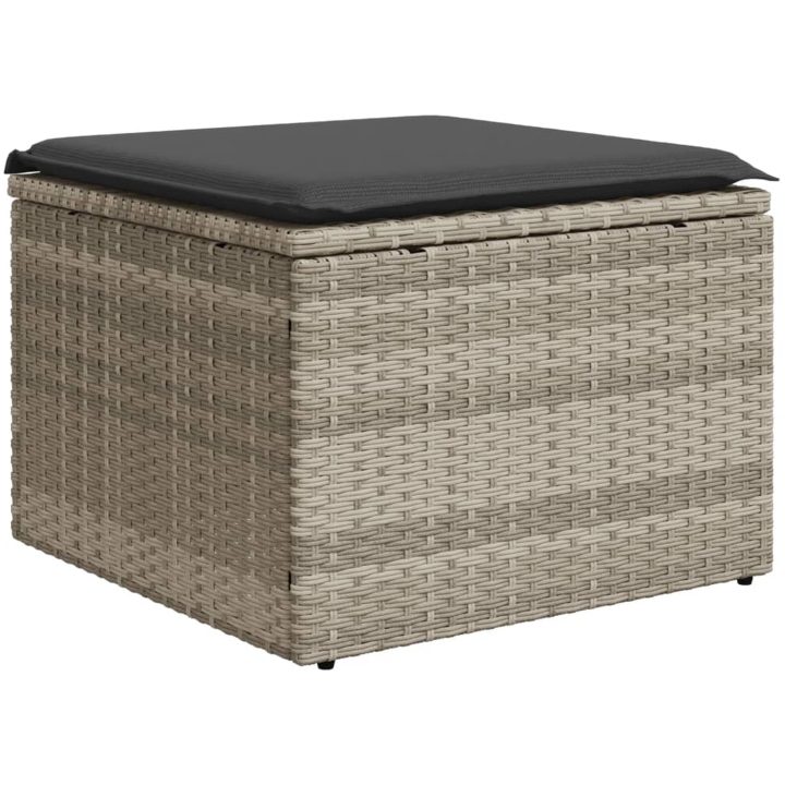 Trädgårdspall med dyna ljusgrå 55x55x37 cm konstrotting vidaXL – bild 2