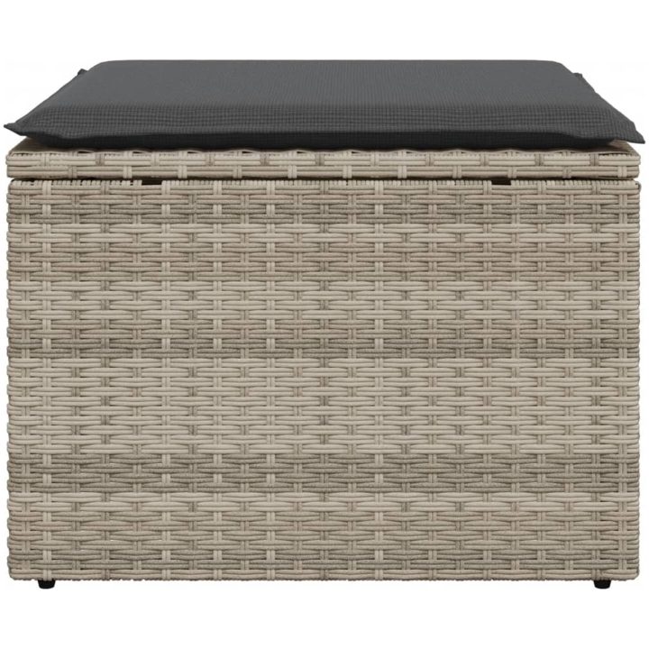 Trädgårdspall med dyna ljusgrå 55x55x37 cm konstrotting vidaXL – bild 4