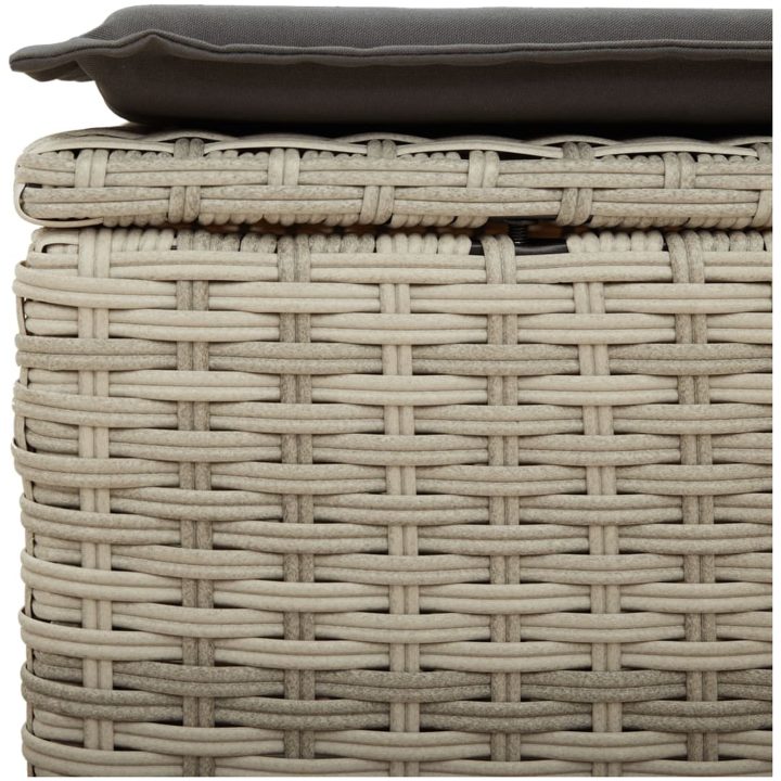 Trädgårdspall med dyna ljusgrå 55x55x37 cm konstrotting vidaXL – bild 5