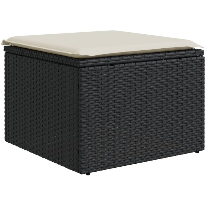 Trädgårdspall med dyna svart 55x55x37 cm konstrotting vidaXL – bild 2