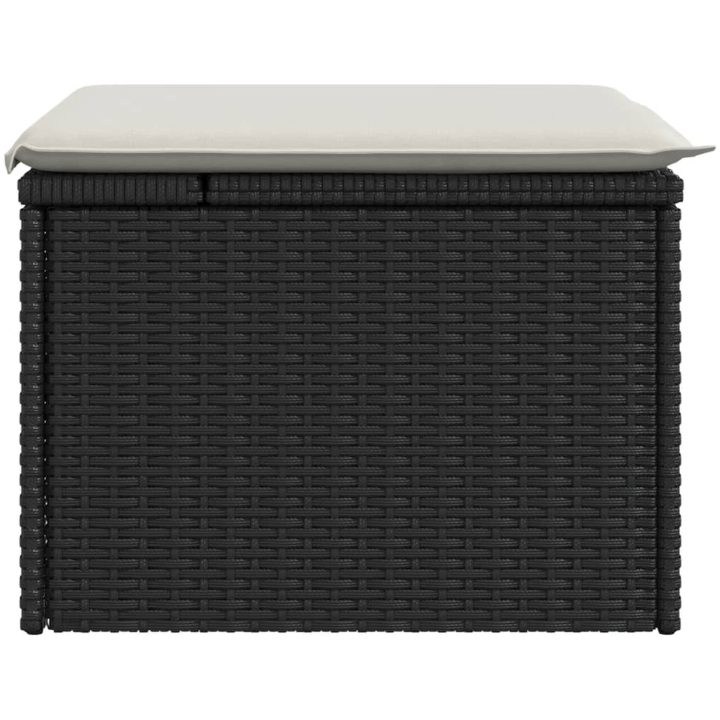 Trädgårdspall med dyna svart 55x55x37 cm konstrotting vidaXL – bild 5