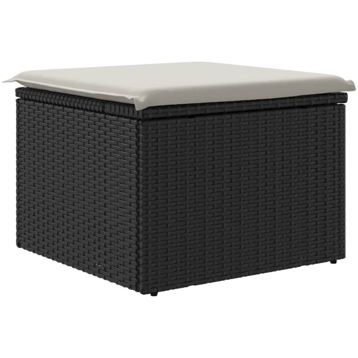 Trädgårdspall med dyna svart 55x55x37 cm konstrotting vidaXL – bild 6