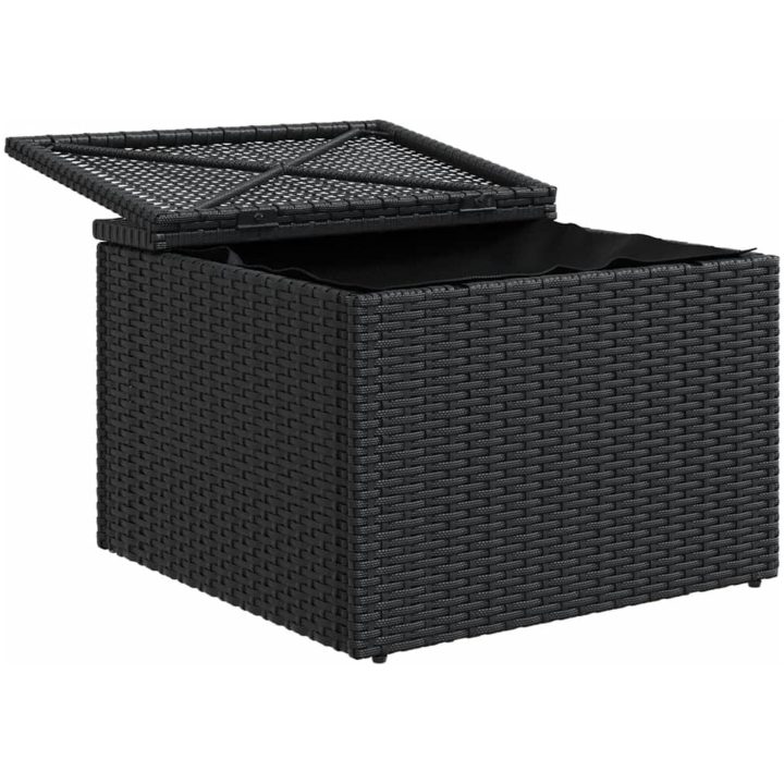 Trädgårdspall med dyna svart 55x55x37 cm konstrotting vidaXL – bild 7