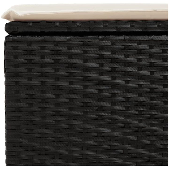 Trädgårdspall med dyna svart 55x55x37 cm konstrotting vidaXL – bild 8