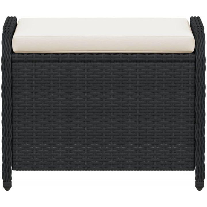 Trädgårdspall med dyna svart 58x46x46 cm konstrotting vidaXL – bild 4