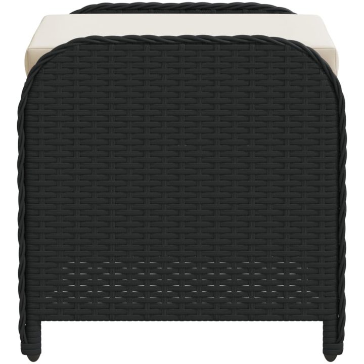Trädgårdspall med dyna svart 58x46x46 cm konstrotting vidaXL – bild 5
