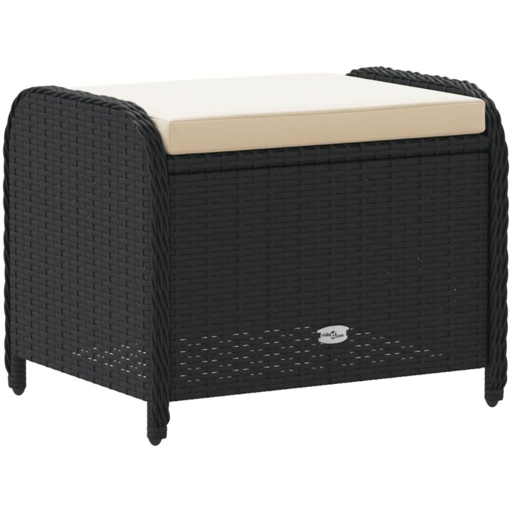 Trädgårdspall med dyna svart 58x46x46 cm konstrotting vidaXL – bild 6